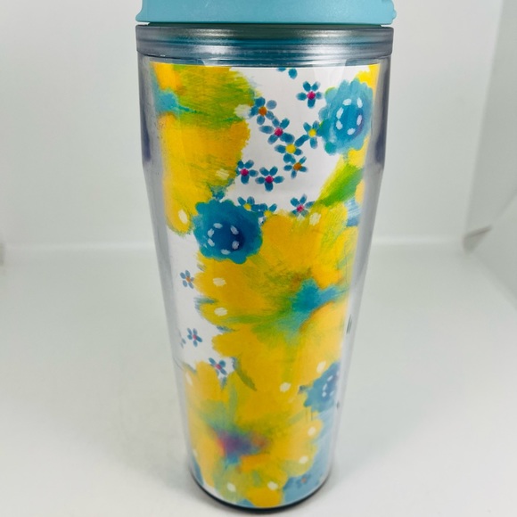 Starbucks Spring Floral Traveler Tumbler Acrylic Coffee Mug 2004 Yellow 16oz - Picture 6 of 8